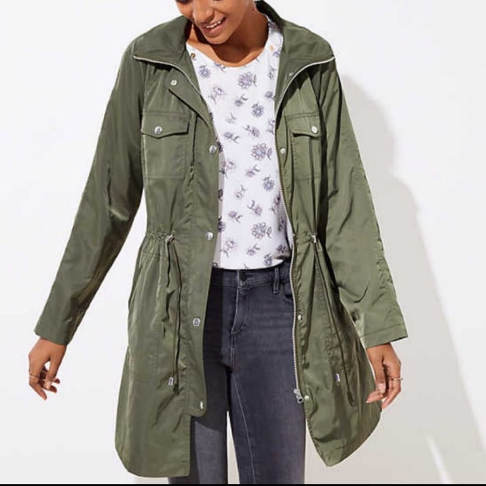 Olive Sateen Utility Jacket